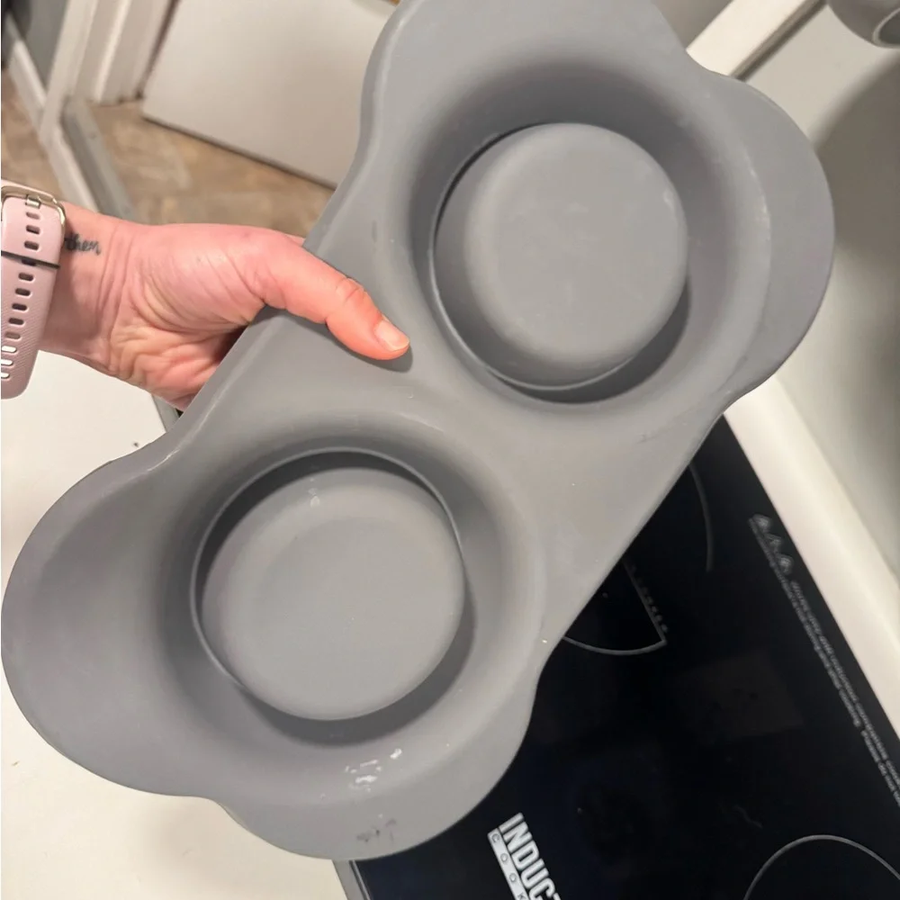 Frisco Gray Silicone Dog or Cat Bowl Set